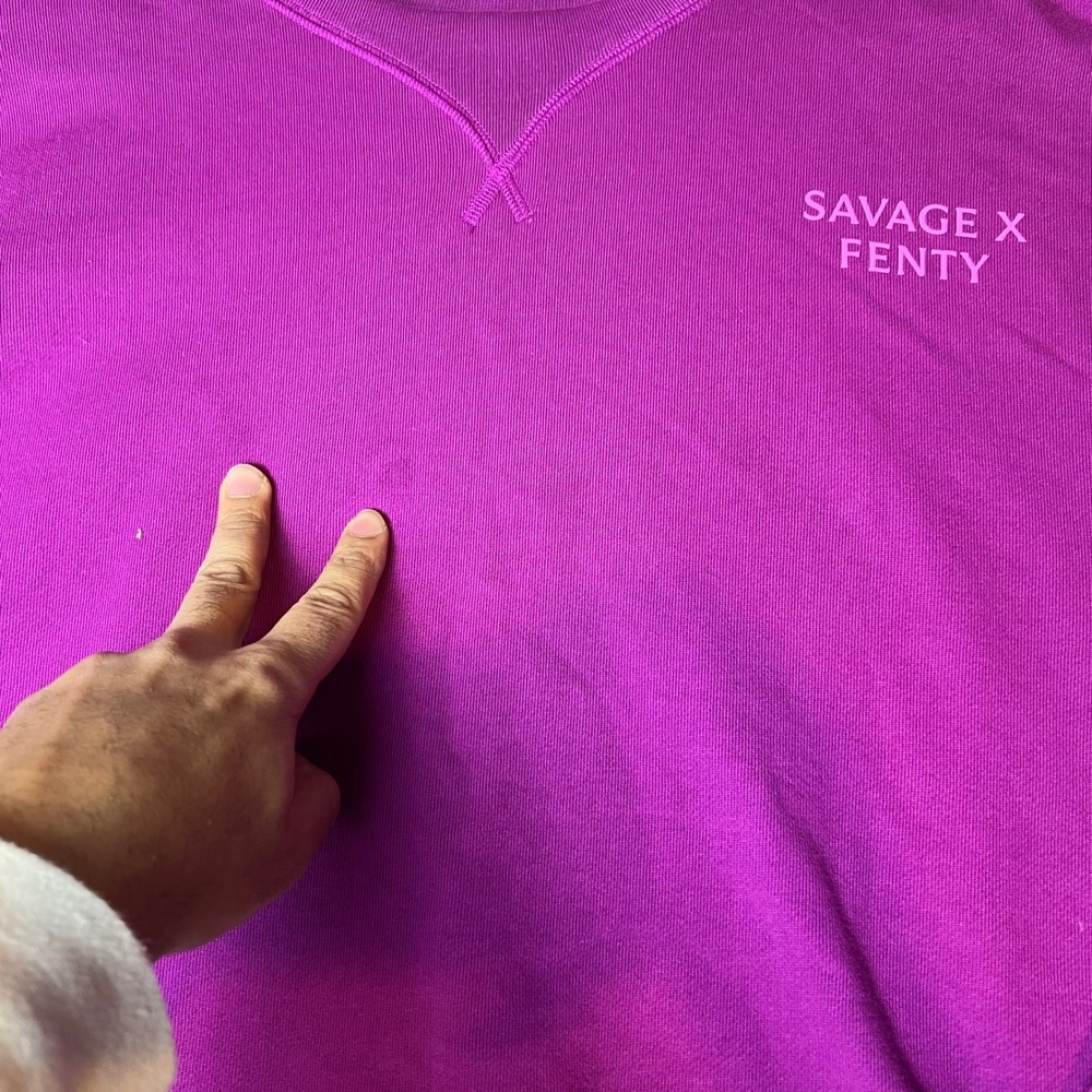 Savage X Fenty‎ Cropped Sweatshirt Pullover Top Purple XL - Picture 2 of 7